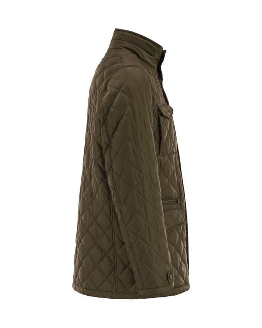 Herno Green Diamond Quilted Long-Sleeved Puffer for men