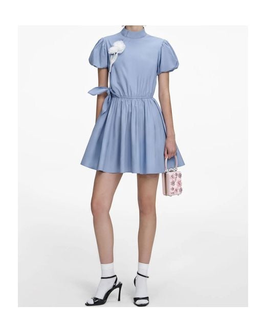 Self-Portrait Blue Tie Side Mini Dress