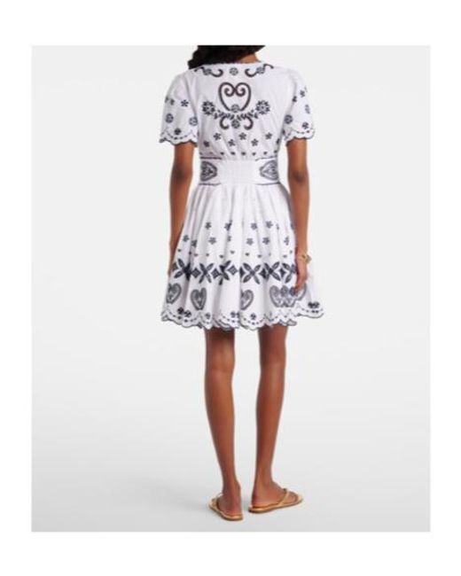 Camilla White Embroidered Cotton Minidress