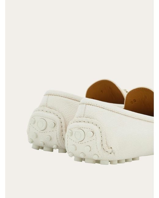 Ferragamo White Gancini Detailed Loafers