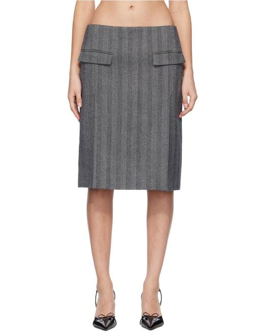 Ferragamo Gray Striped Skirt