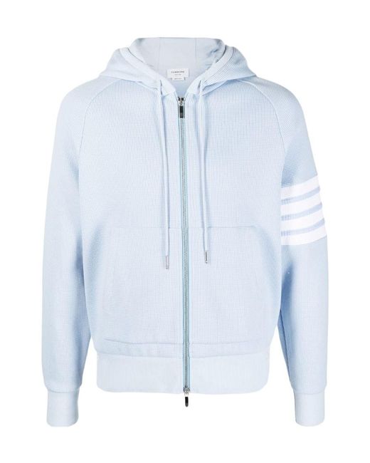 Thom Browne Blue Bar Zip Up Hoodie for men
