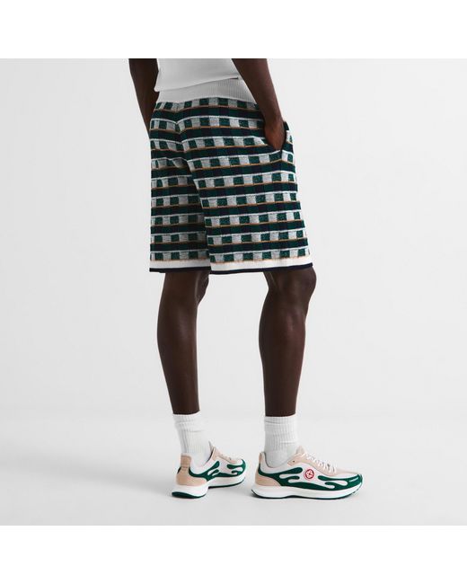 Casablanca Green Crochet Mosaic Shorts for men