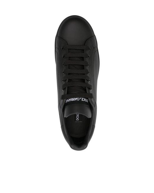 Dolce & Gabbana Black Portofino Lace-Up Sneakers for men