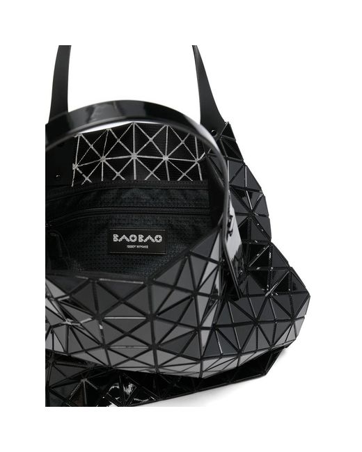 Issey Miyake Black Geometric Patterned Top Handle Bag