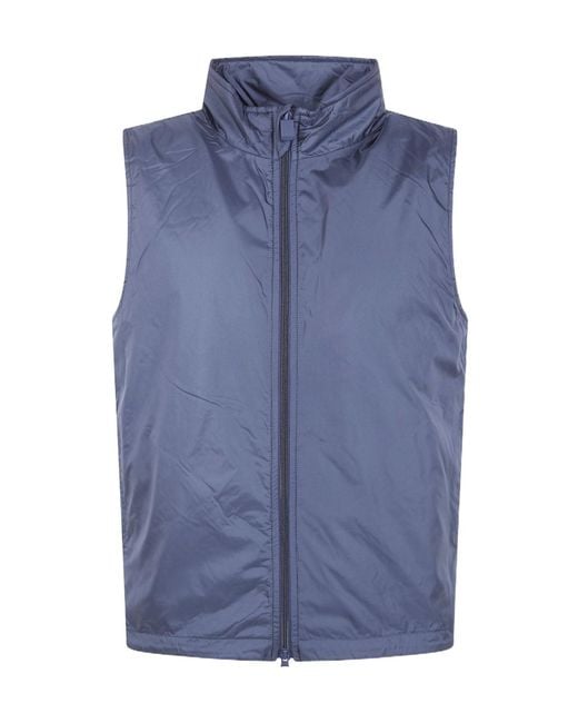 Aspesi Blue Stand-Up Collar Zip-Up Vest for men