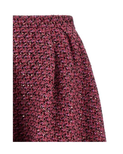 Alessandra Rich Purple Sequin-Embellished Tweed Midi Skirt
