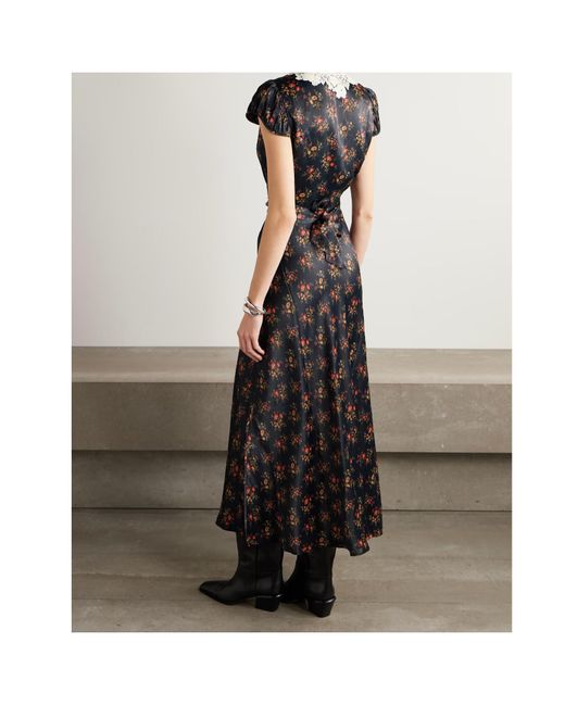 Doen Black Coraline Lace Flower Midi Dress