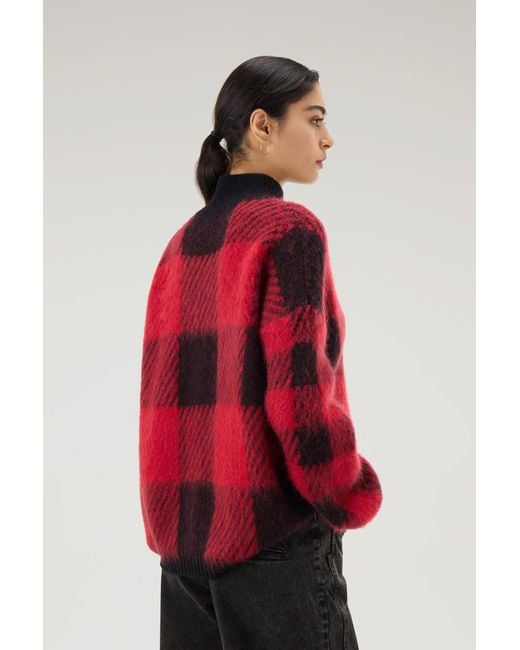 Woolrich Red Checked-Intarsia Knitted Jumper
