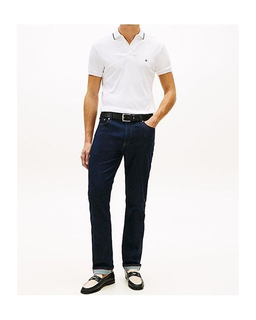 Tommy Hilfiger White Tipped Slim-Fit Polo Shirt for men