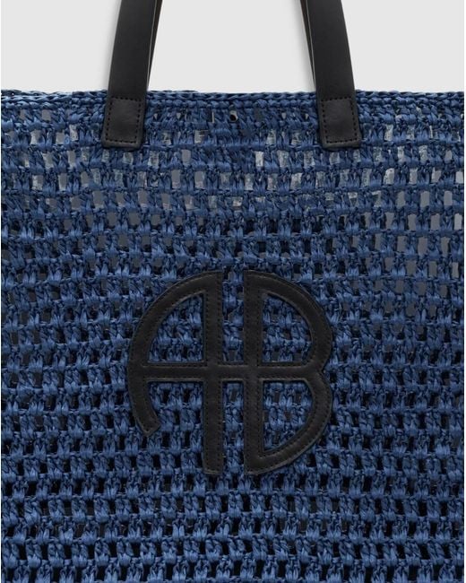 Anine Bing Blue Rio Large Woven Tote Bag