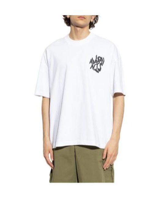AllSaints White Logo Printed Crewneck T-Shirt for men