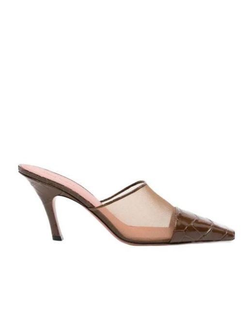 AMINA MUADDI Brown Jamie Mesh Croc Mules