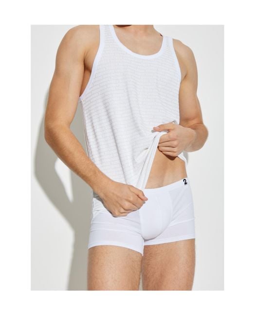 DSquared² White Allover Logo Printed Tank Top for men