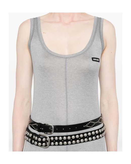 Miu Miu White Logo-Patch Dress
