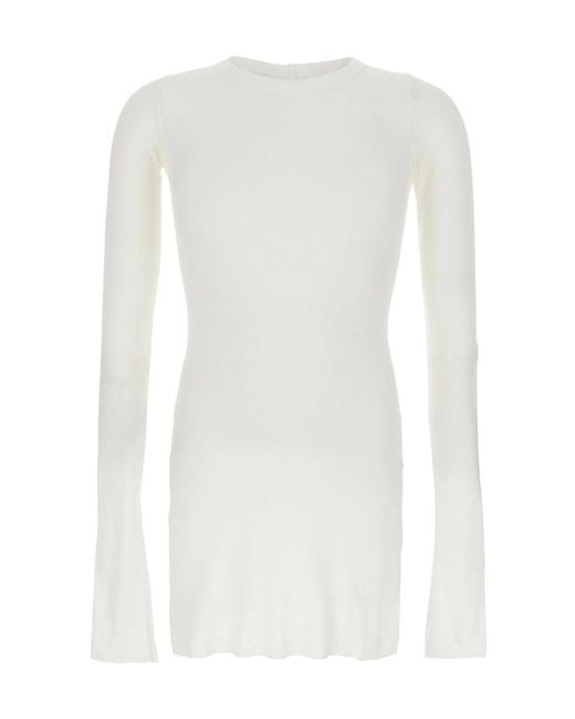 Rick Owens White Crewneck Long-Sleeved T-Shirt for men