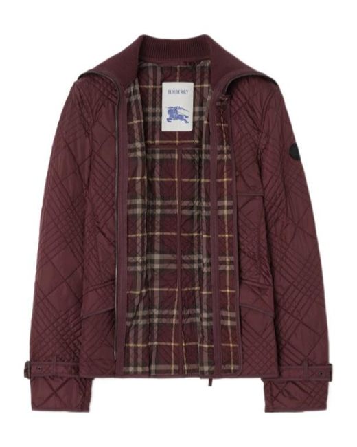Burberry Purple Micro Check-Stitch Nylon Abbeydale Jacket
