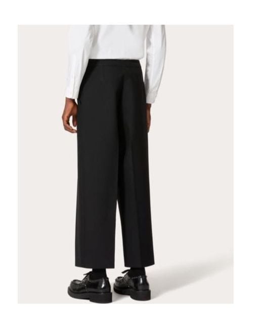 Valentino Black Pleat Detailed Cropped Pants for men