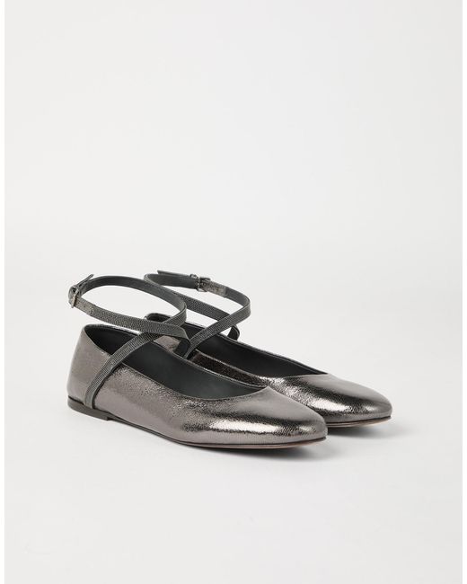 Brunello Cucinelli Multicolor Metallic-Effect Ballet Flats