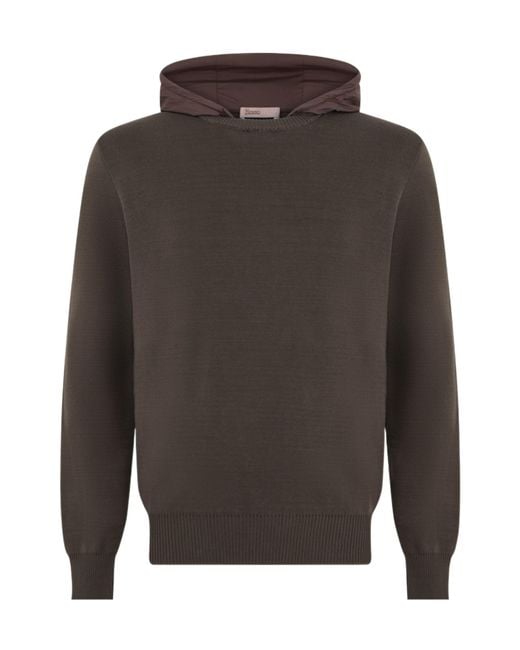 Herno Gray Long-Sleeve Hooded Sweatshirt for men