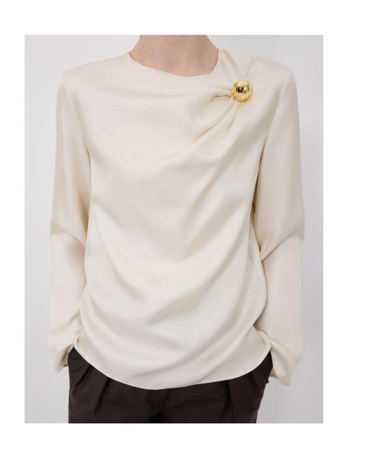 Loulou de Saison Natural Azae Draped Blouse