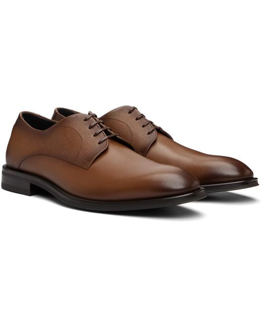 Boss Brown Lace-Up Leather Shoes for men