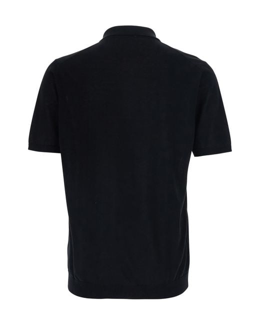 Roberto Collina Black Mya Knitted Polo Shirt for men