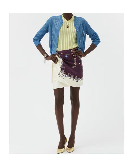 Versace Blue Viscose Mesh Ribbed Knit Cardigan