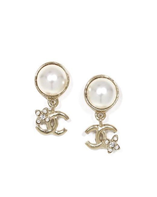 Chanel Metallic Logo Logo Earrings