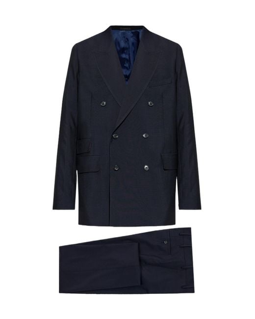 Paul Smith Blue Double-Breasted Suit for men