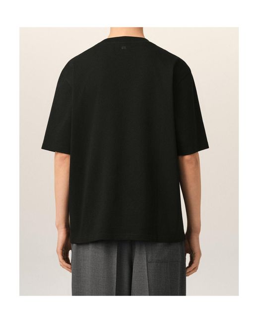 AMI Black Ami Ami De Coeur Short-Sleeved Crewneck T-Shirt for men