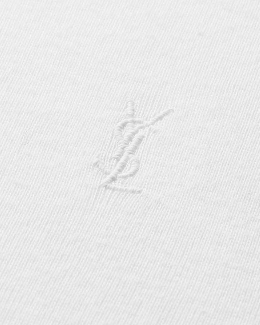 Saint Laurent White Cassandre Ribbed T-Shirt for men