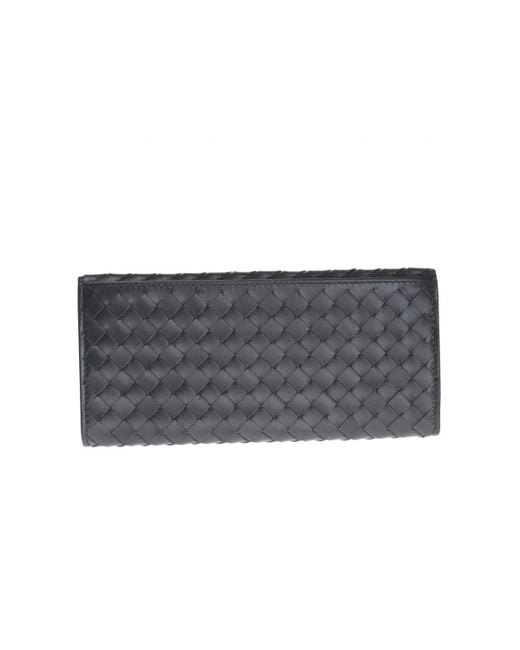 Bottega Veneta Gray Dark Intrecciato Pattern Wallet for men