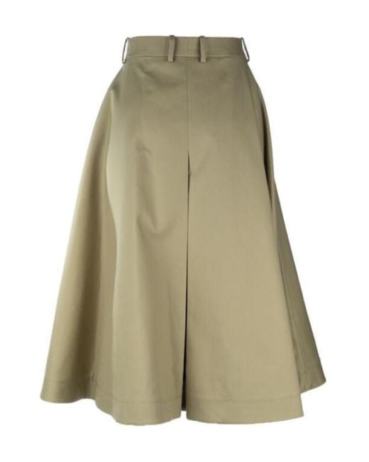 Bottega Veneta Green Twill A-Line Skirt