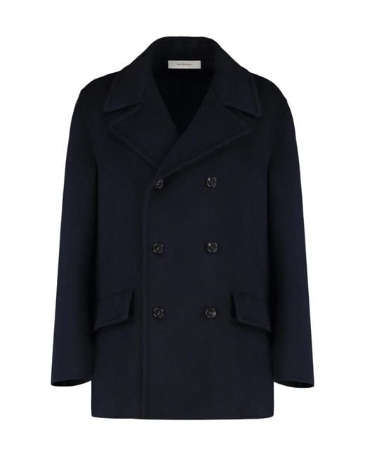 Umit Benan Blue Double-Breasted Coat for men