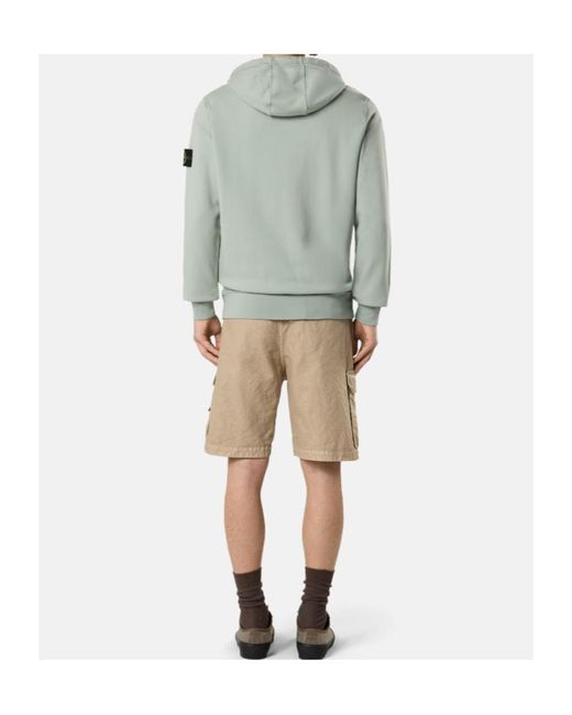 Stone Island Gray Logo Patch Zip-Up Hoodie for men