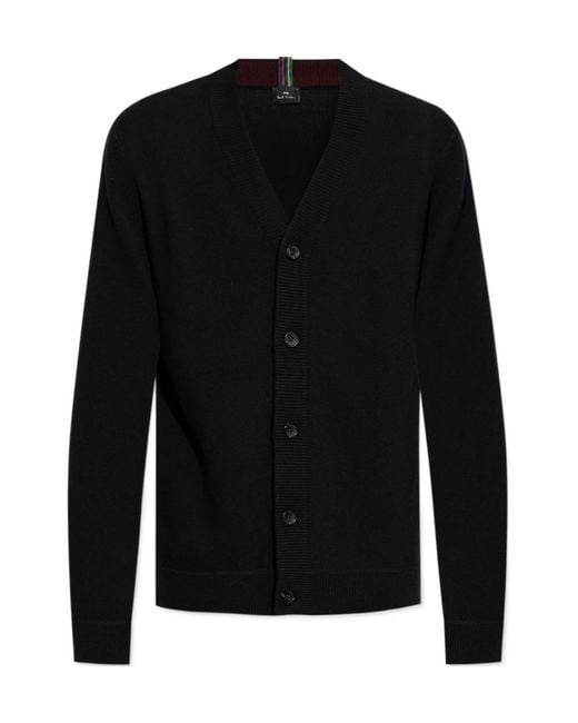 Paul Smith Black Merino-Wool Cardigan for men