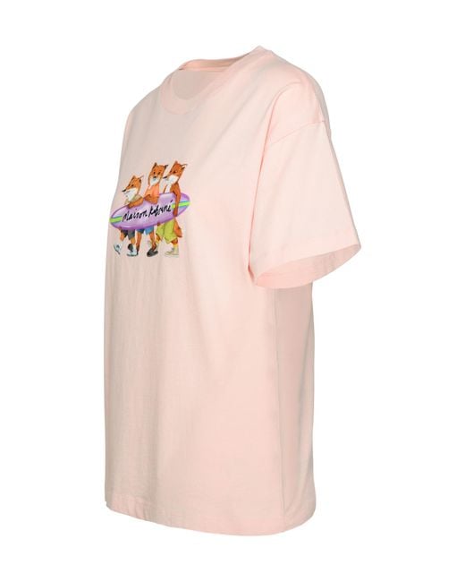 Maison Kitsuné Pink T-Shirt With Round Neck And Short Sleeves