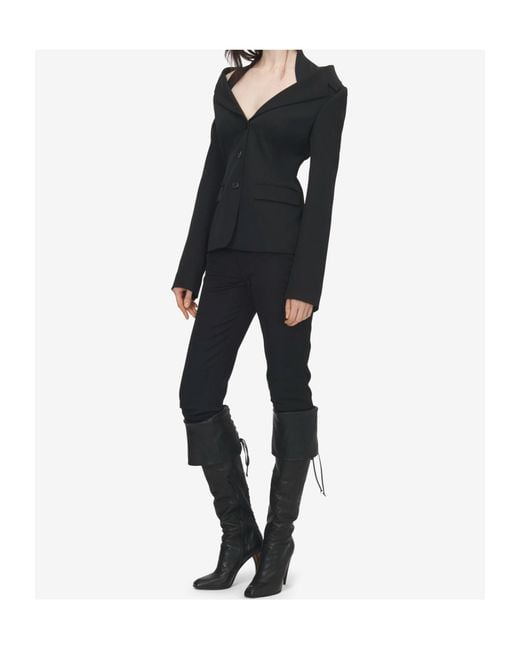 McQueen Black Off-The-Shoulder Harness Jacket