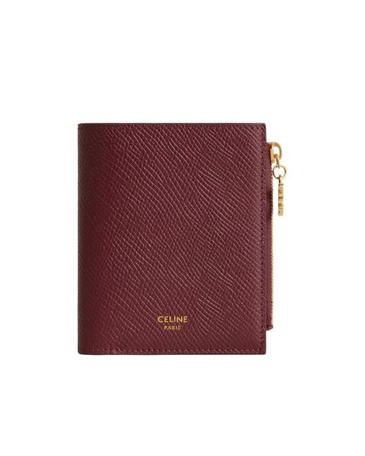Céline Red Compact Wallet Triomphe Charms