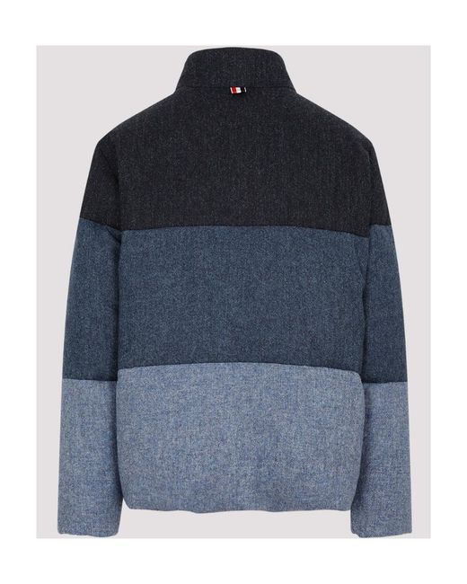 Thom Browne Blue Reversible Funnelneck Padded Jacket for men