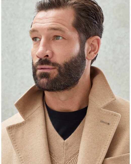 Brunello Cucinelli Natural Single-Breasted Cashmere-Blend Coat for men