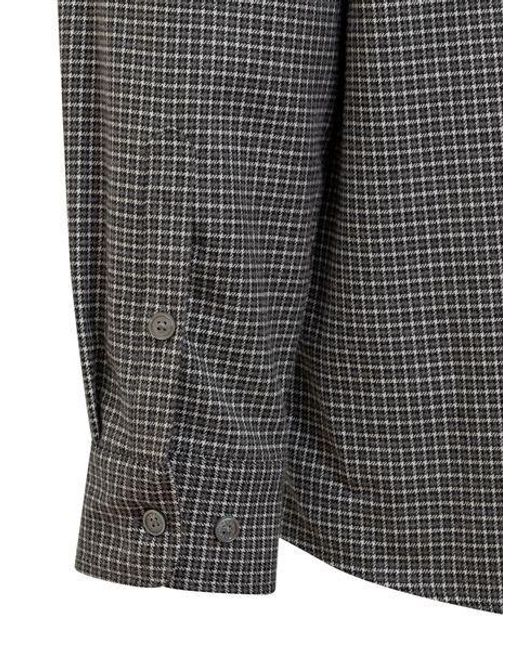 KENZO Gray Logo Detaile Plaid Shirt for men