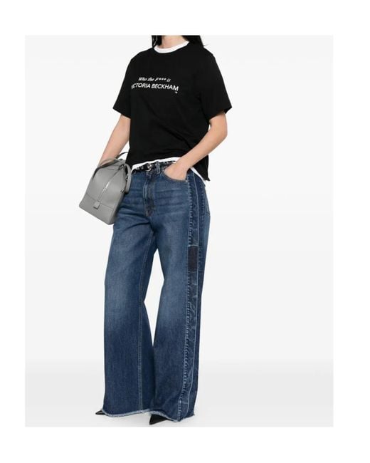 Stella McCartney Blue Frayed Wide Leg Jeans