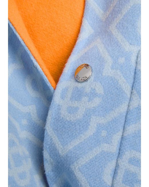 Casablanca Blue Monogrammed Wool Overshirt for men