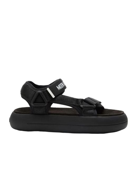 Moon Boot Black Logo-Strap Platform Sandals for men