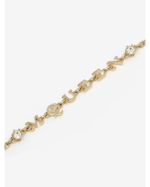 McQueen Metallic Logo Lettering Embellished Bracelet