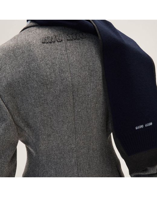 Miu Miu Gray Single-Breasted Double Wool Jacket