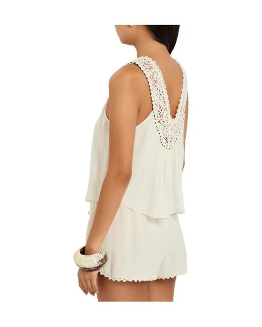Isabel Marant White Lace-Trim Silk-Georgette Playsuit