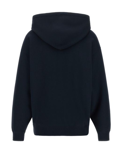 Jil Sander Blue Logo-Print Dropped-Shoulder Hoodie